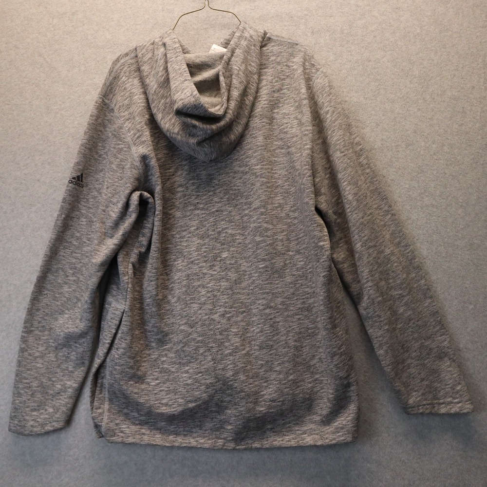 Adidas Hoodie Mens Large Activewear Pullover Knit Sweat Heather Gray Long Sleeve - Picture 2 of 7